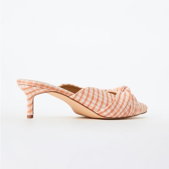 JUSTFAB Freya Heeled Mule Pump Gingham Checkered Kitten Heels in Orange Size 6.5 - Picture 3 of 11